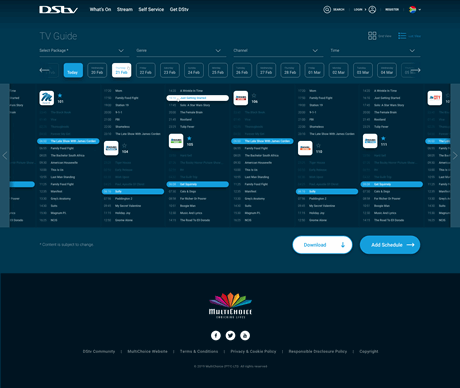 DStv tv guide list view